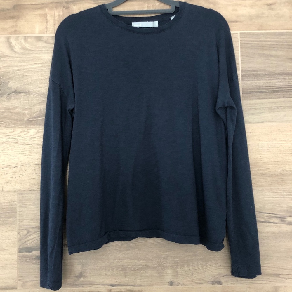 Vince Pima Cotton Navy Blue Long Sleeve Tee Size XS